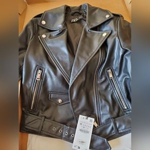 Ladies black leather jacket